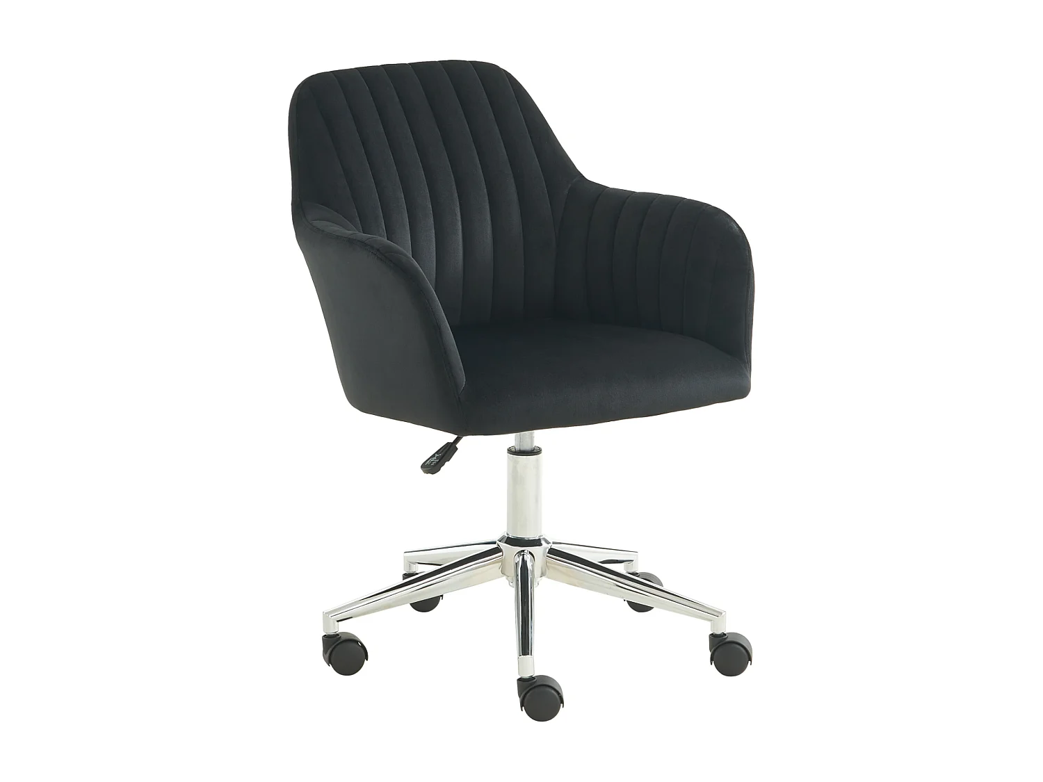 Vente-unique – Chaise De Bureau Velours Noir Et Argenté – Hauteur
