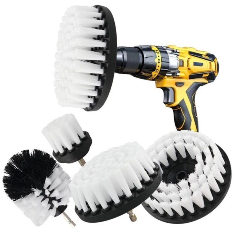 [mai Utilizzato]set Di 5 Spazzole Per La Pulizia Del Trapano, Adatte Per Trapano, Auto, Piastrelle, Tappeti, Vasca Da Bagno, Cucina E Wc.