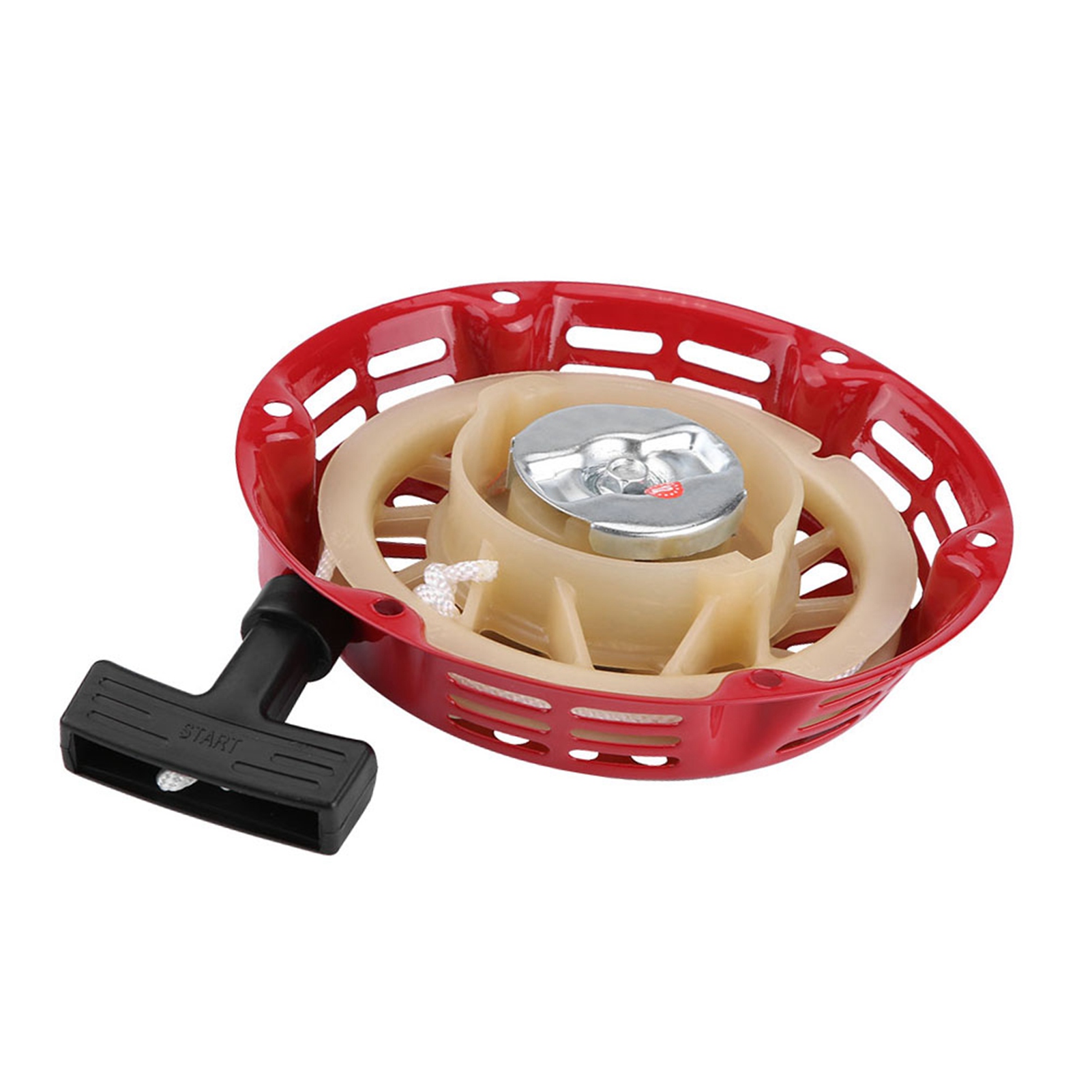 Lanceur à rappel de rechange pour générateur à essence 2KW 168F, métal, rouge, 175 mm, 6 vis fournies