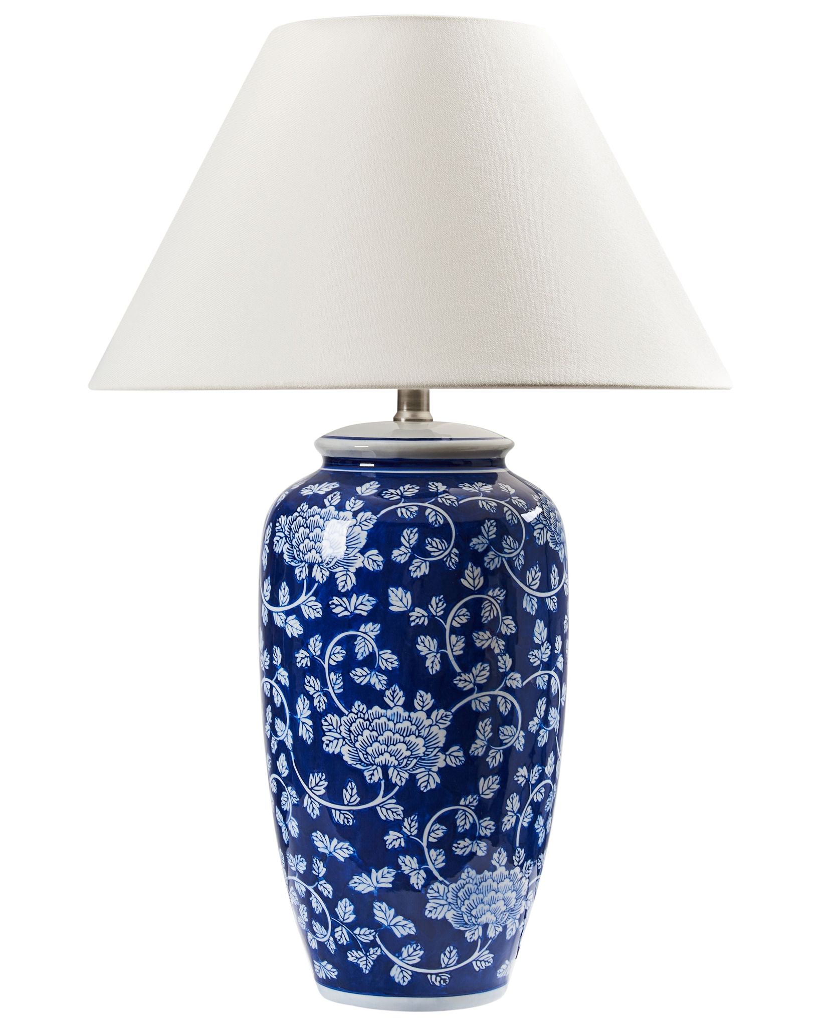 Lampe À Poser En Porcelaine Avec Motif Abat-jour En Lin En Forme De