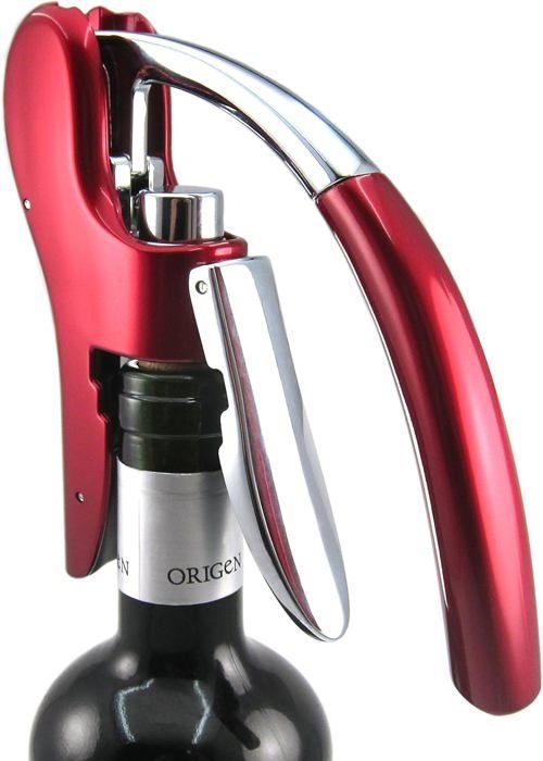 Cellfast Rot (Metallic-) Korkenzieher – Profi – Zinklegierung – Metallic- – Modernes Design – Ergonomisch