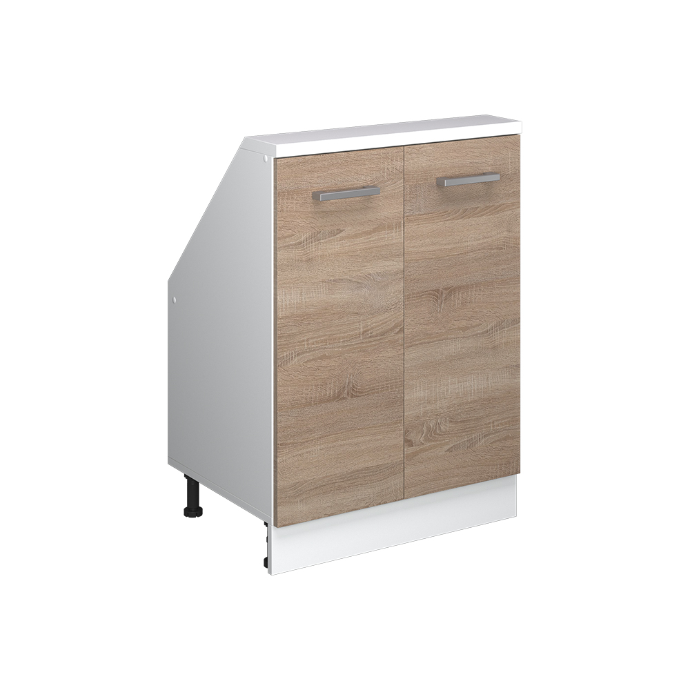 Küchenschrank Für Dachschrägen R-line, Sonoma/weiß, 60 Cm Mit 2 Türen, Vicco