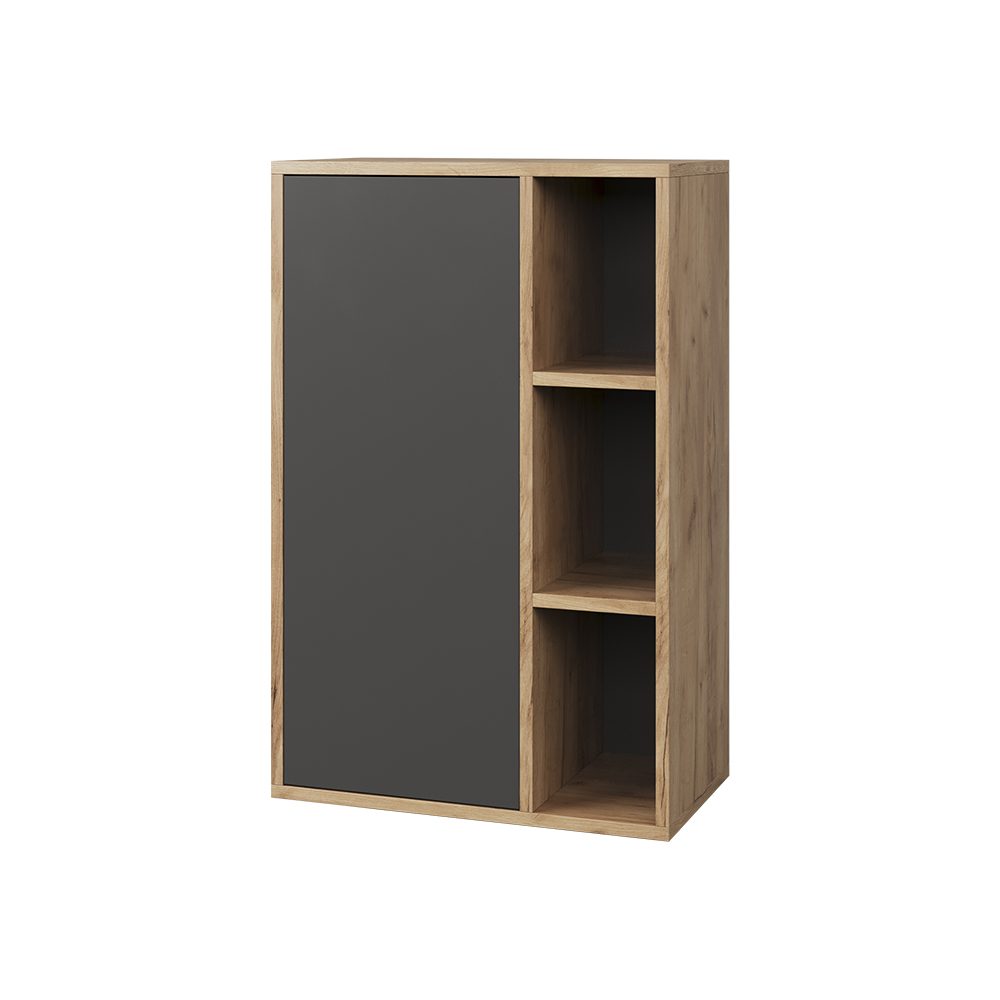 Hängeschrank Berno, Goldkraft Eiche/anthrazit, 50.1 X 78.4 Cm Mit 3 Offenen Fächern, Vicco