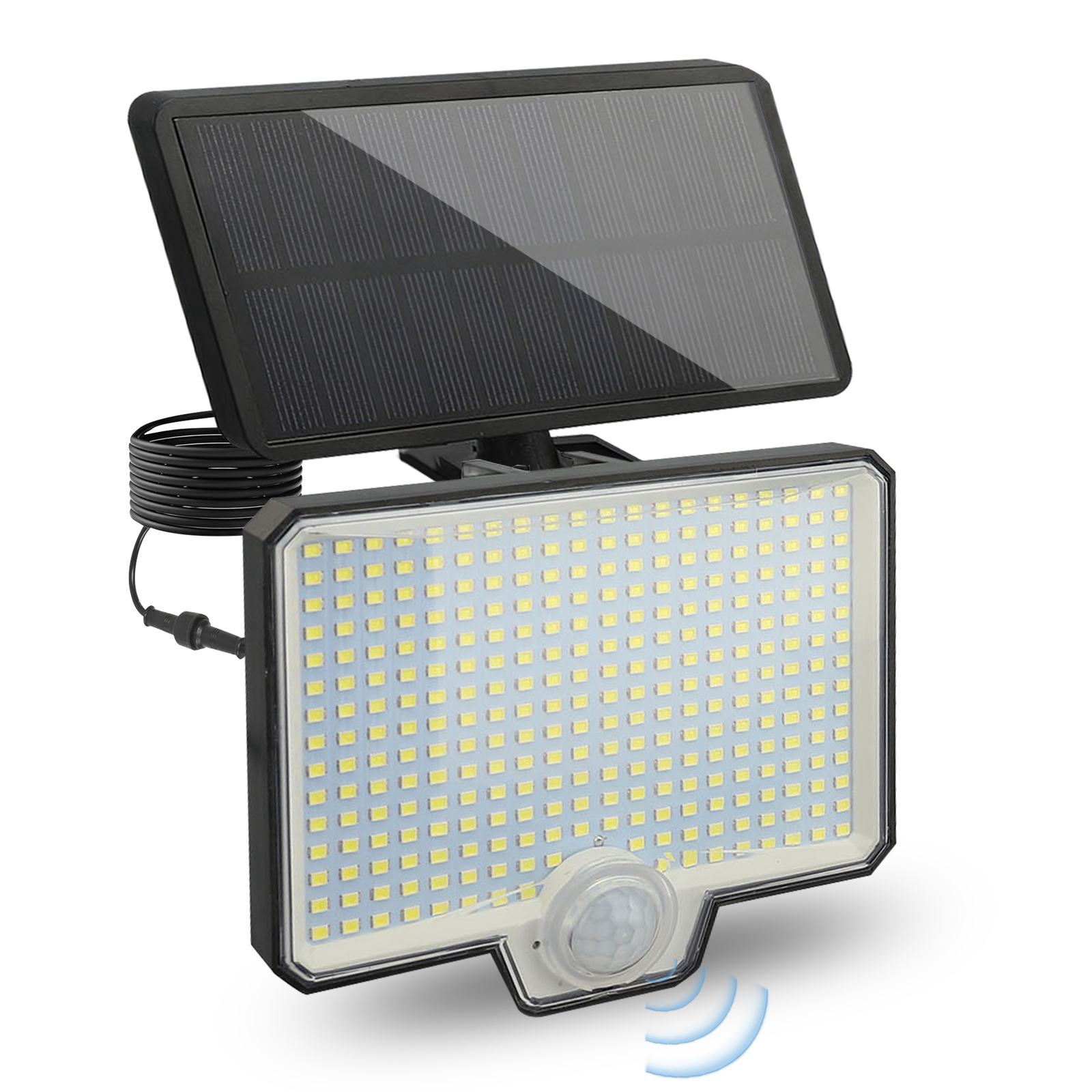 Lampe Solaire Extérieure 294 Led Avec Détecteur De Mouvement – Alimentation Solaire – Ip65 Étanche – 4 Modes D'Éclairage – Batterie 1800mah