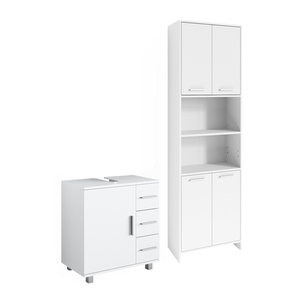 Vicco Badmöbel Set "Maris", Weiß, 2 Teile, mit Hochschrank und Waschbeckenunterschrank