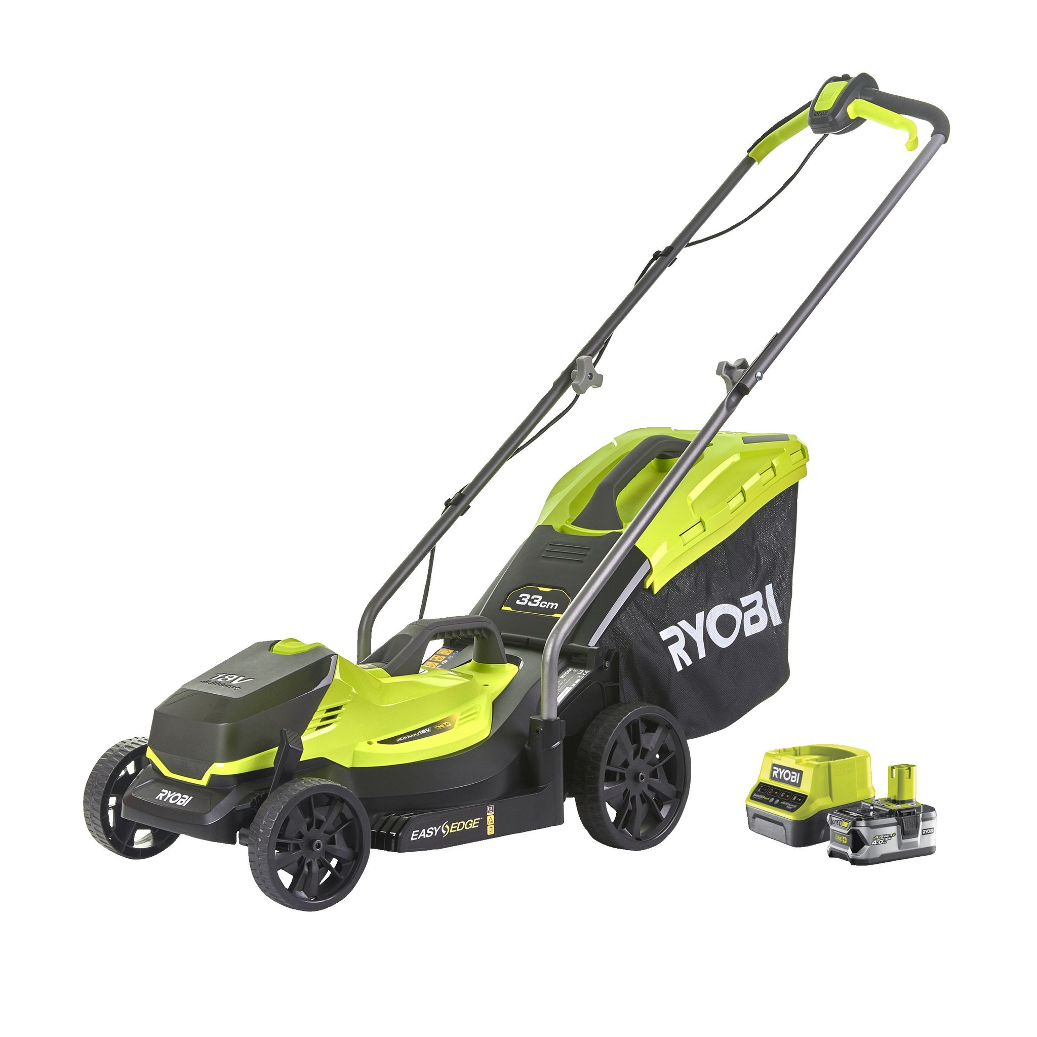 Ryobi Rlm18x33b40 Akku Rasenmäher 18 V 33 Cm ( 5133004306 ) + 1x Akku 4,0 Ah + Ladegerät