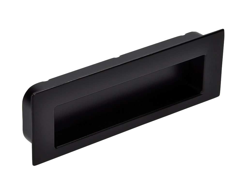Siro Schwarz Muschelgriff Nicola B 112 - Zinkdruckguss Matt - Einlassmaß 106,5X31mm - Griffmuschel Für Möbel Und Schubladen