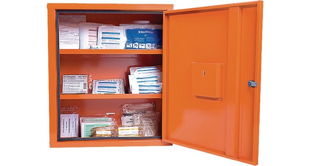 Söhngen Orange - Verbandschrank Juniorsafe 1-Türig Ohne Inhalt, Mit Sicherheitsschloss