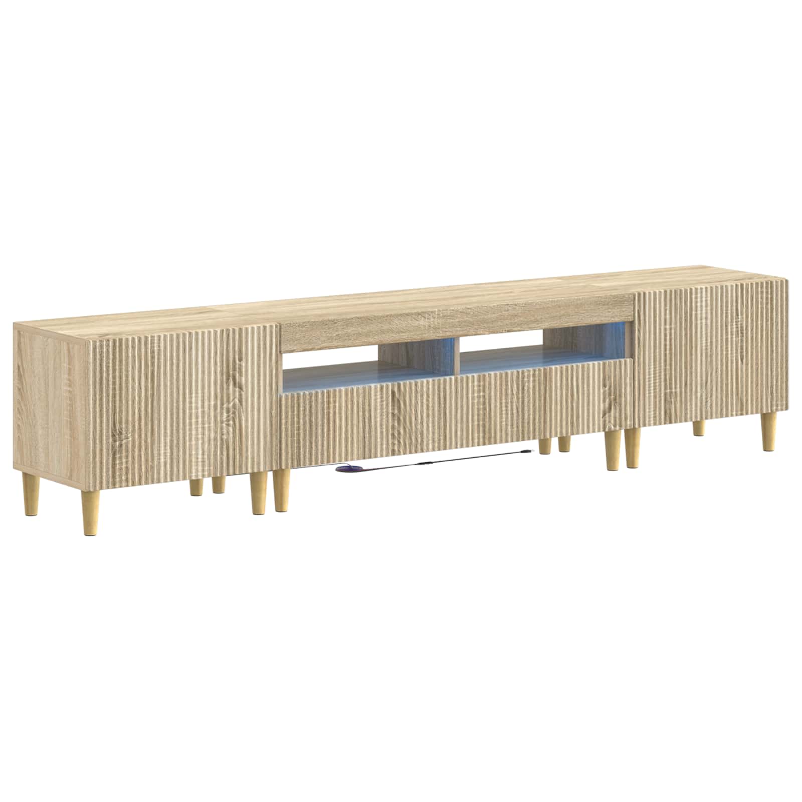 Vidaxl Braun 3-Teiliges Led Tv Regal Arnhem 3 Stk. Sonoma-Eiche