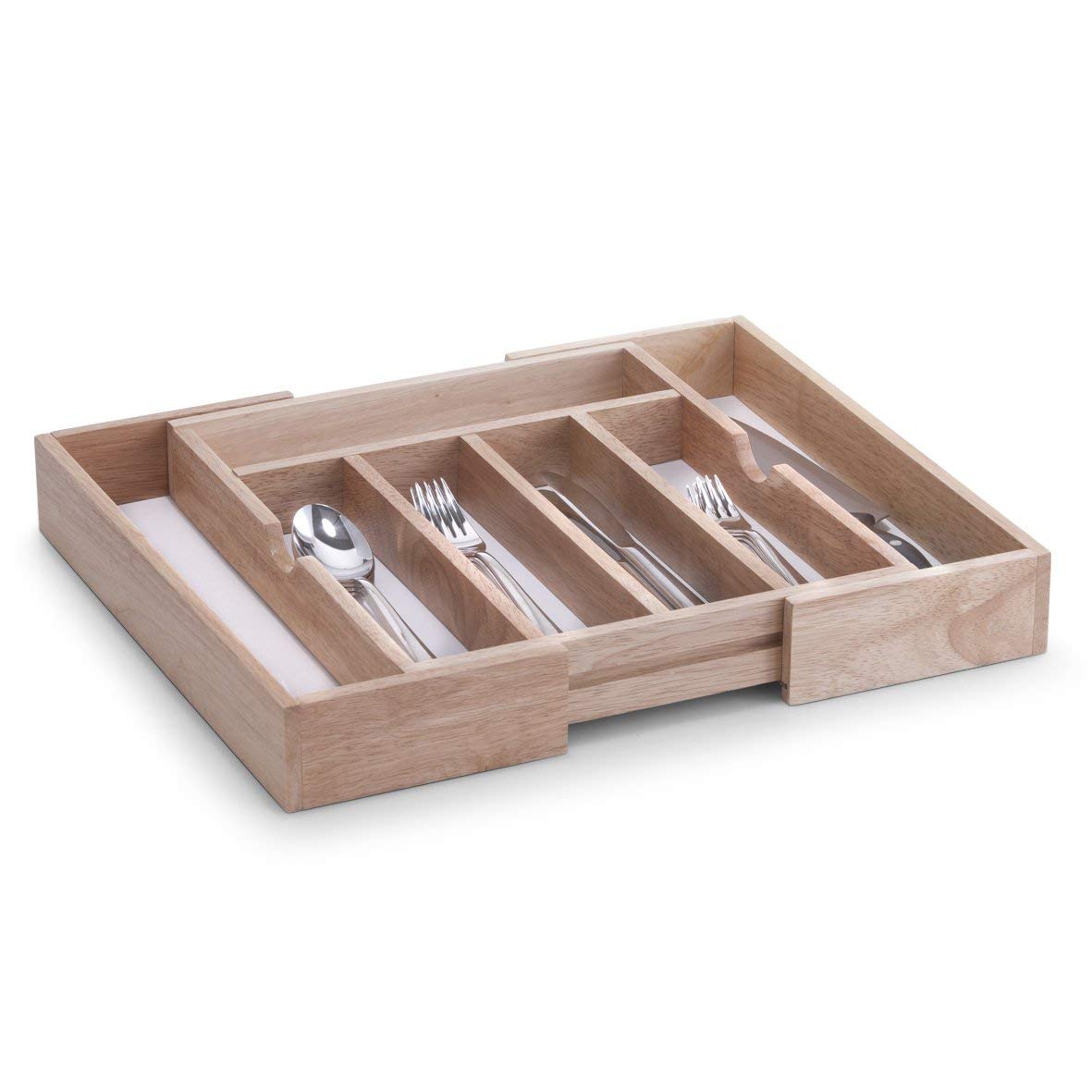 Zeller 24046 Cassetto Estensibile Per Posate, In Caucciù E Melaminico, 31,5-50 X 38 X 6 Cm