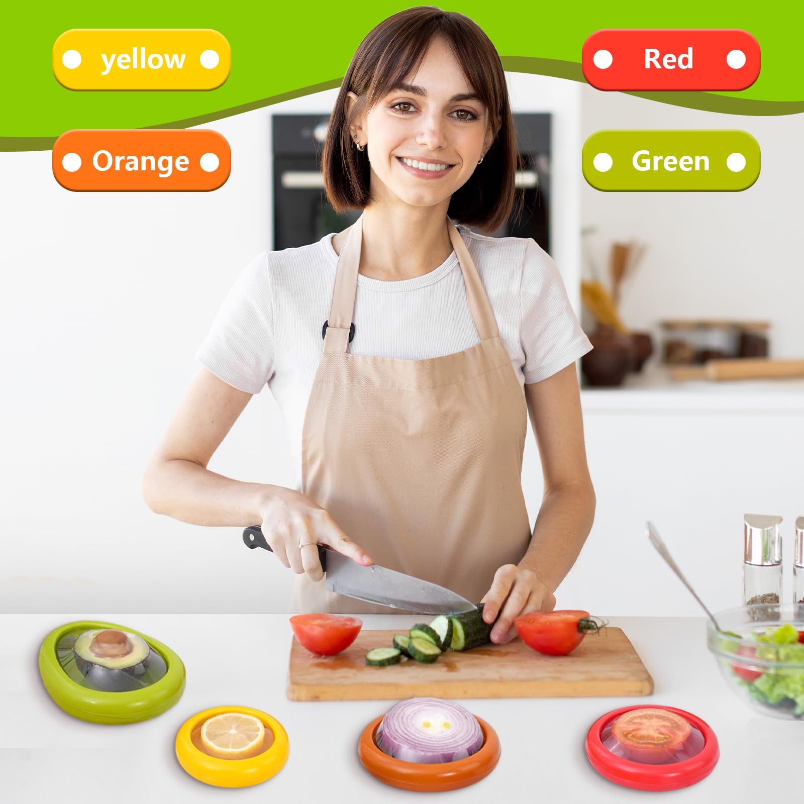 Set Di 4 Contenitori Per Verdure - Pomodoro, Cipolla, Limone - Contenitore Per Limoni, Contenitore Per Frutta, Contenitore Riutilizzabile Per Frigorifero Per Mantenere La Frutta Fresca (confezione Mis