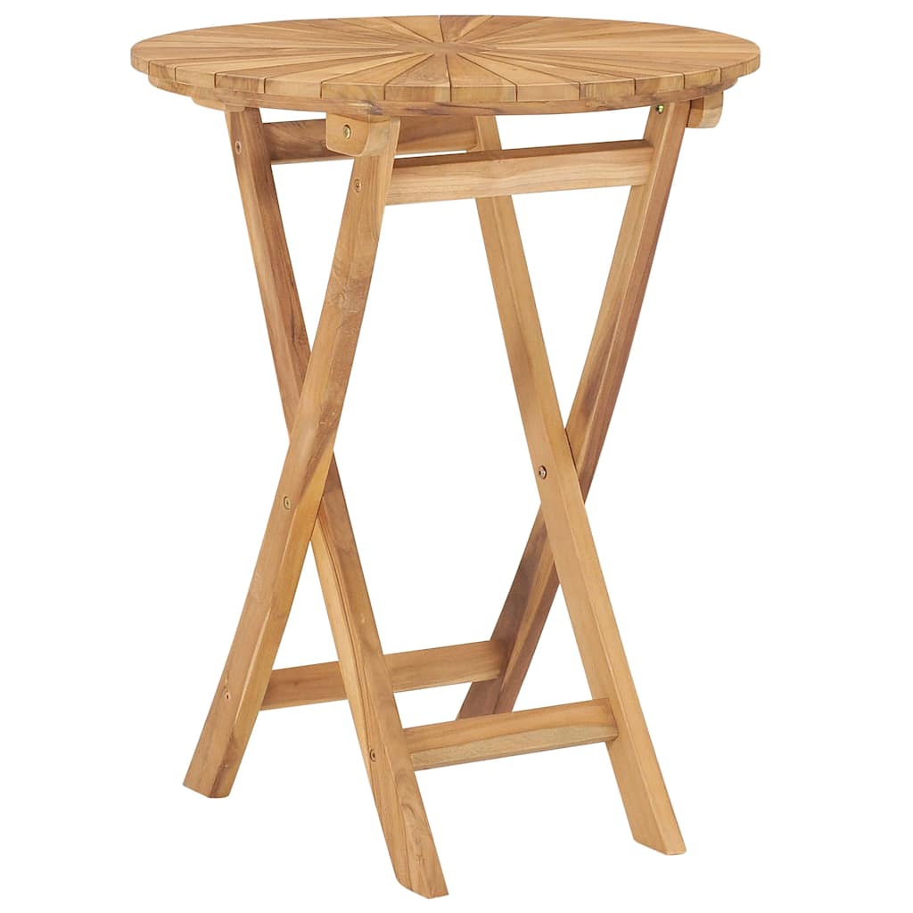 vidaXL Mesa de Jardín Plegable Madera Maciza de Teca Ø 60 cm