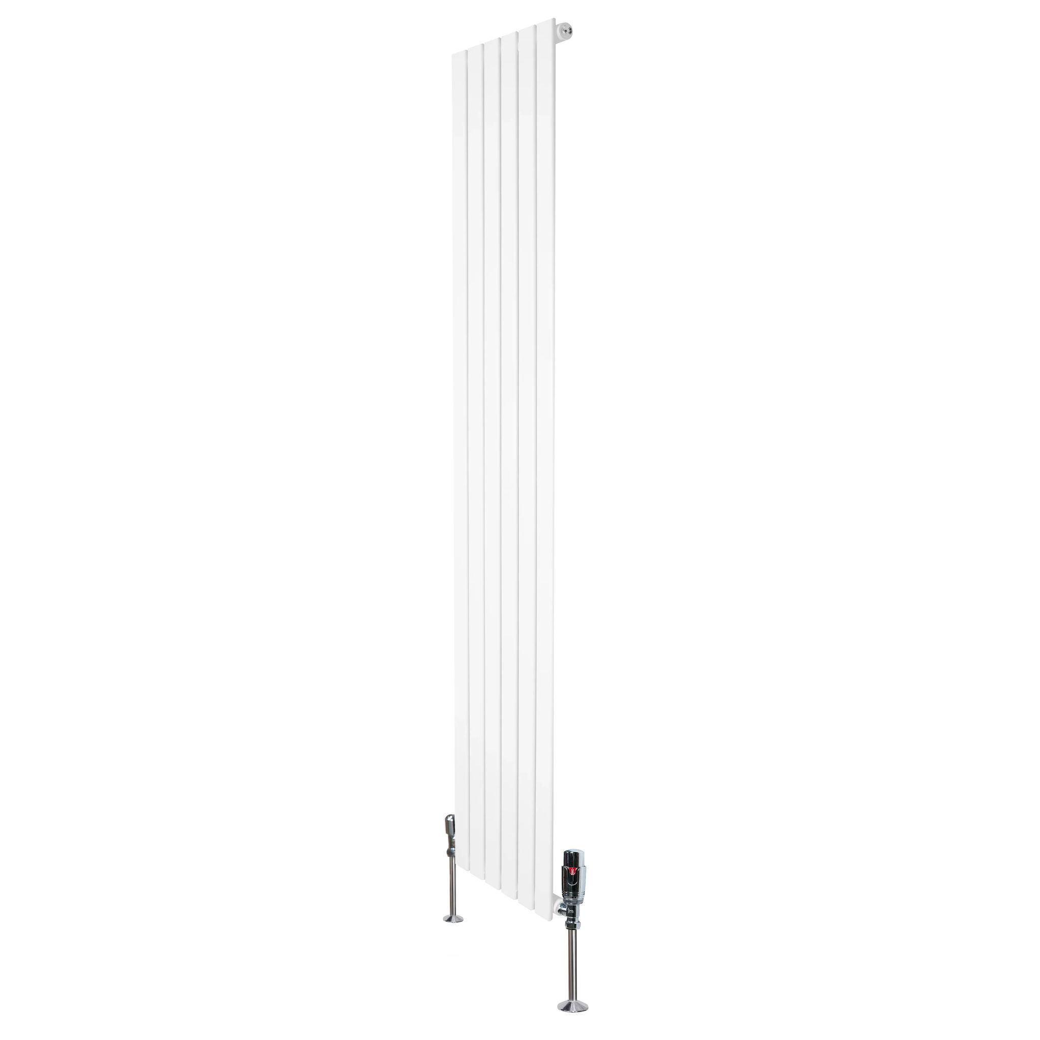 Monster Shop Flat Single Column Radiator & Valves – 1800mm X 420mm – White