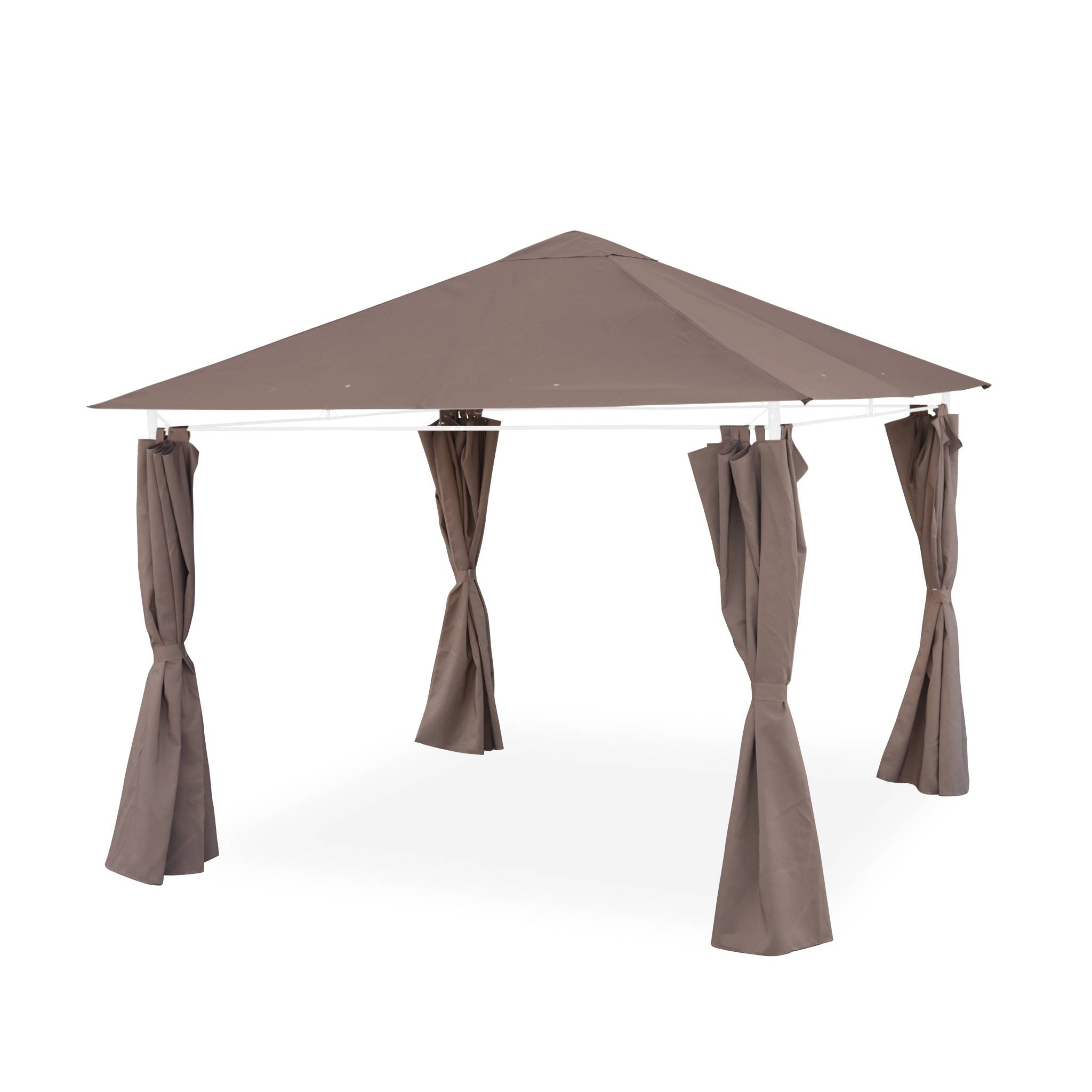 Sweeek - Ensemble Complet Toile De Toit Et Rideaux Taupe Pour Tonnelle