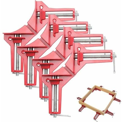 Serre-joints d'angle réglables en aluminium, mâchoires indépendantes, ouverture 77 mm, lot de 4