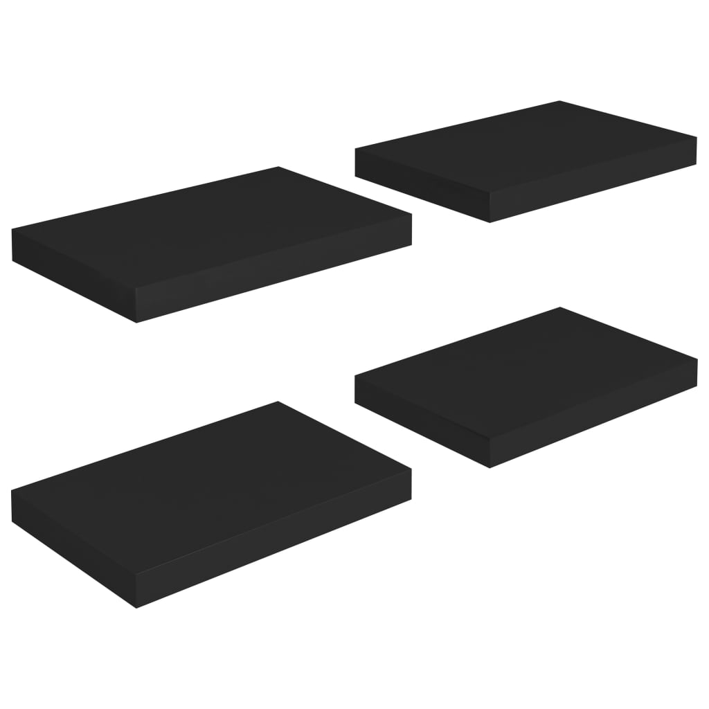 Vidaxl Scaffali A Parete 4 Pz Neri 40x23,5x3,8 Cm In Mdf