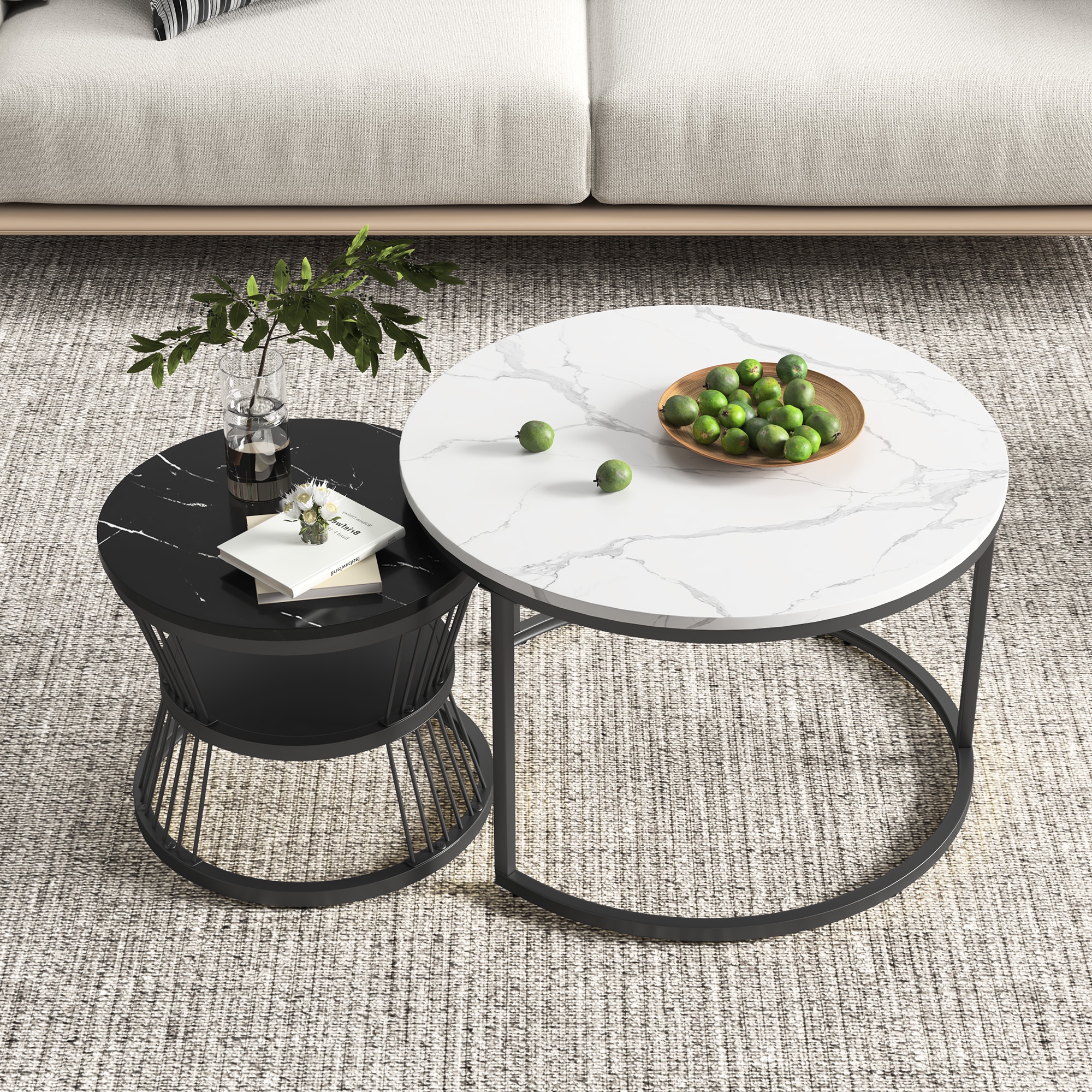 Table Basse Gigogne 70 Cm Et 45 Cm (lot De 2) - Table De Salon Avec