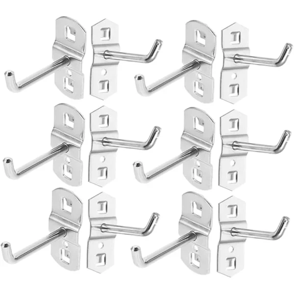 Crochets pour panneau perforé en métal, supports et crochets d'atelier, lot de 12