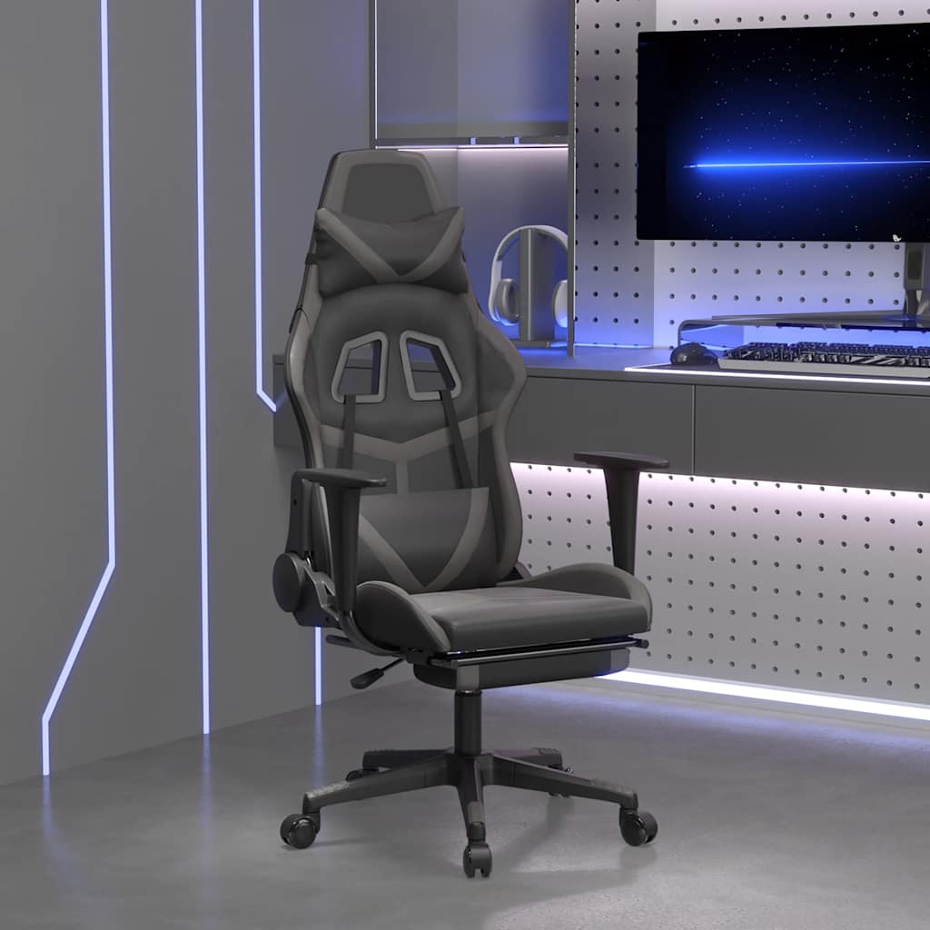 Vidaxl Sedia Da Gaming Massaggio Poggiapiedi Nero E Grigio