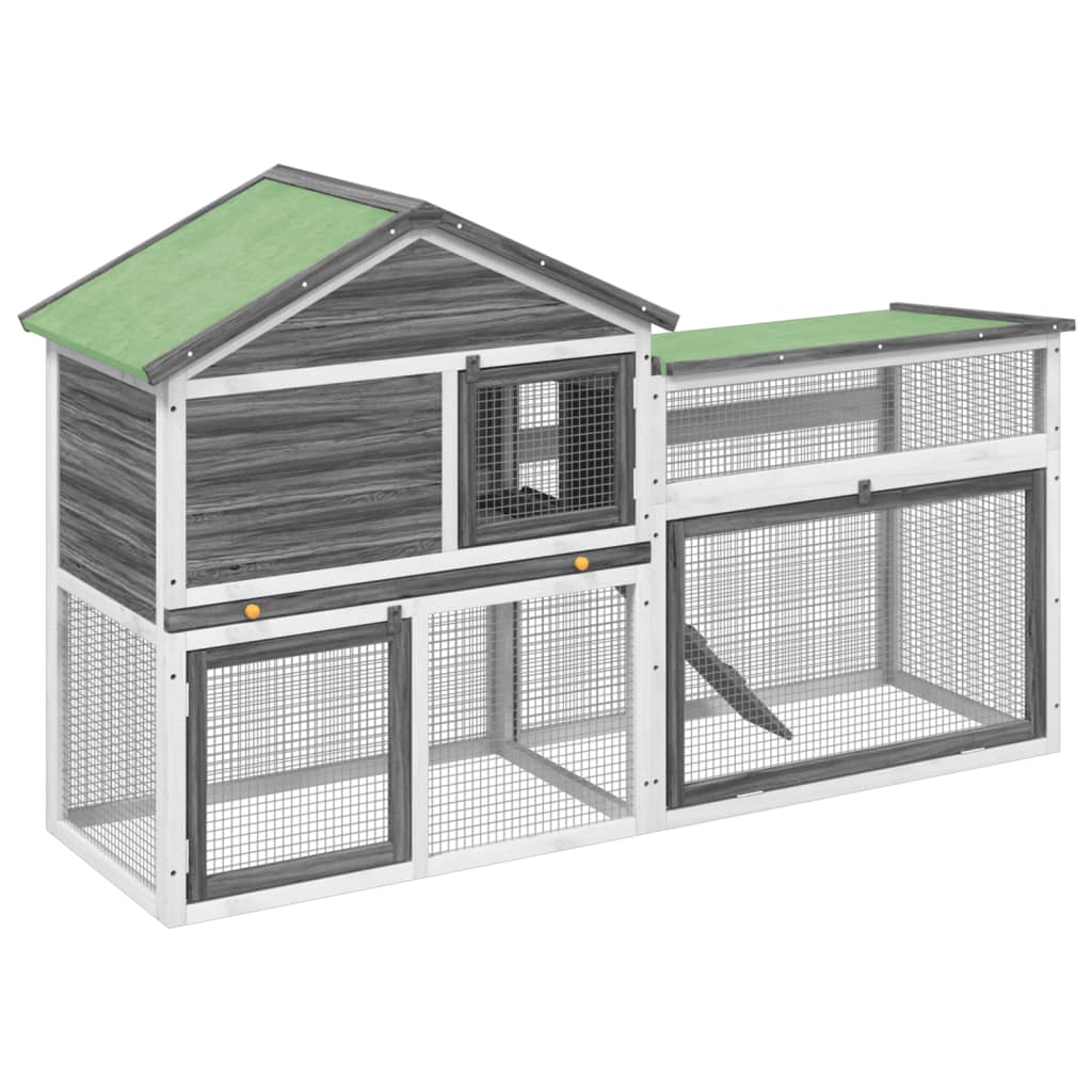 Vidaxl Grau Rabbit Hutch Grey 185,5X60,5X109,5 Cm Solid Wood Pine