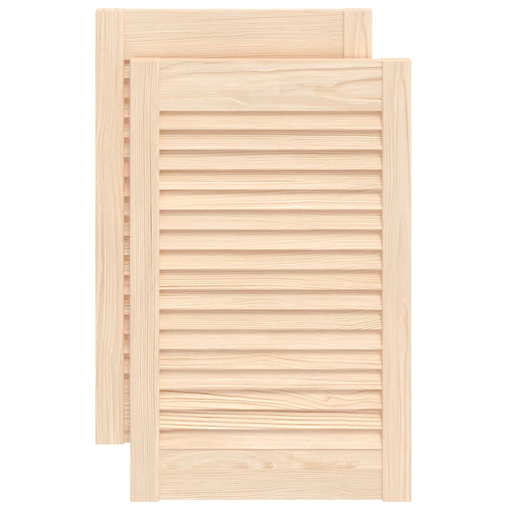 Cabinet Doors Louvred Design 2 Pcs 61.5x39.4 Cm Solid Wood Pine Vidaxl