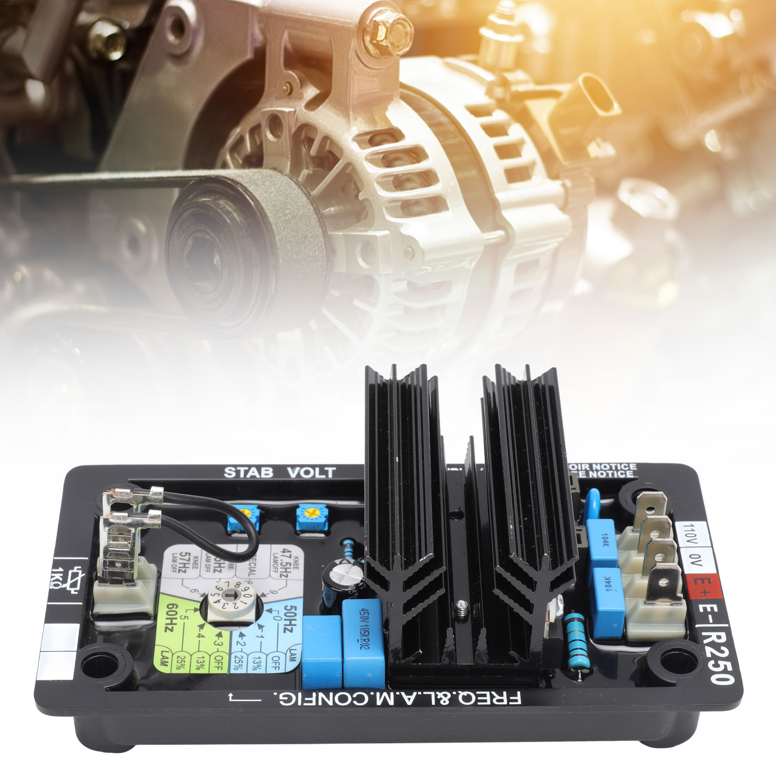 Régulateur automatique de tension AVR pour alternateur, entrée 85-139 V, fusible 8 A, ABS, 282 g