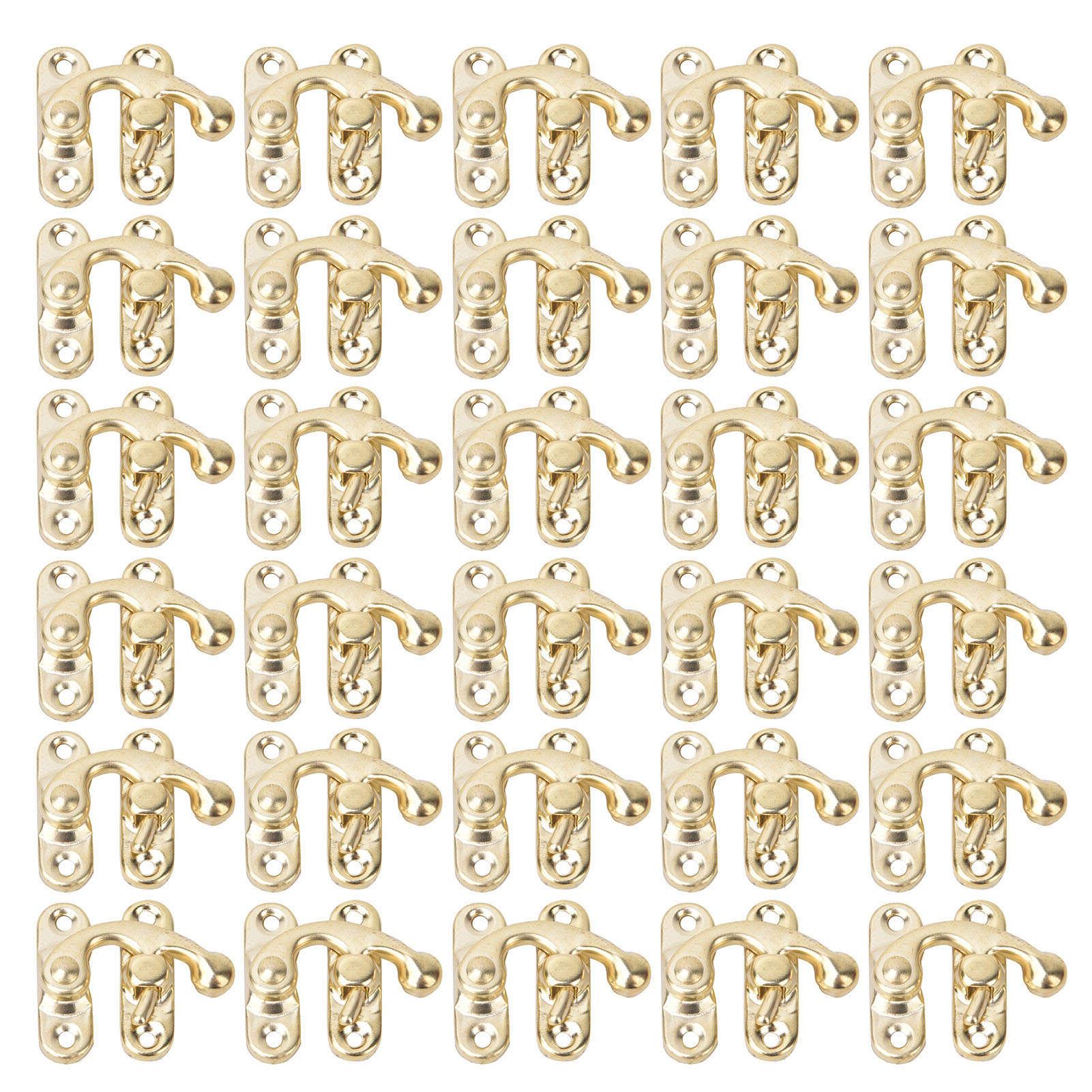Crochet loquet droit en fer jaune, 3,2 x 2,8 cm, lot de 30 avec 120 vis