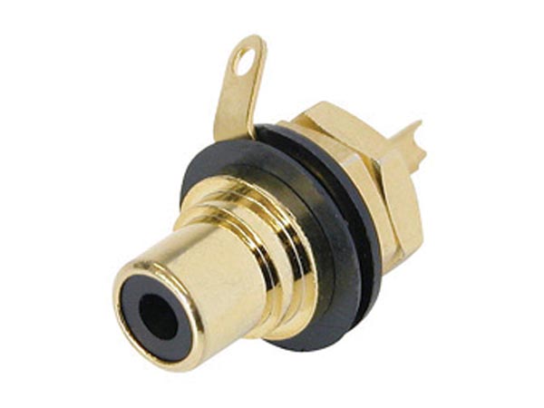 Neutrik Cinch-Einbaubuchse, Audio Stecker, Schwarz - Bild 2