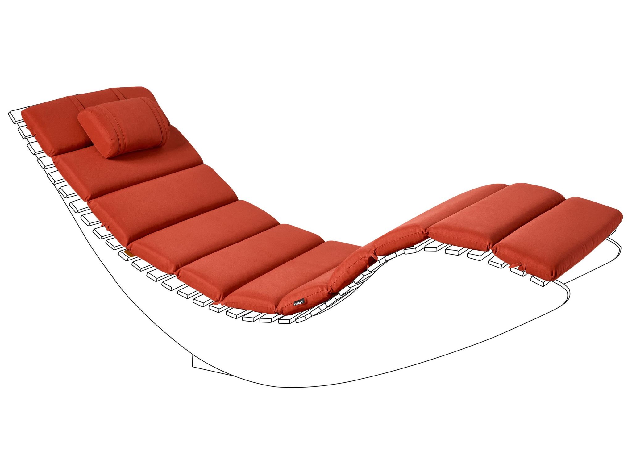 Beliani - Sun Lounger Pad Cushion With Headrest For Sunbed Uv Resistant Red Brescia