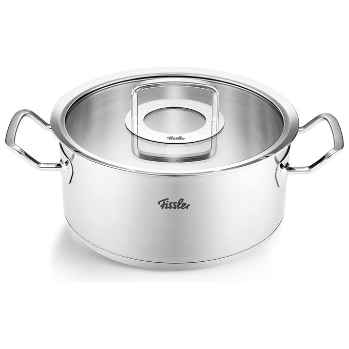 FISSLER Kochtopf mit Glasdeckel ORIGINAL PROFI COLLECTION 24cm/4,6l Edelsathl argent