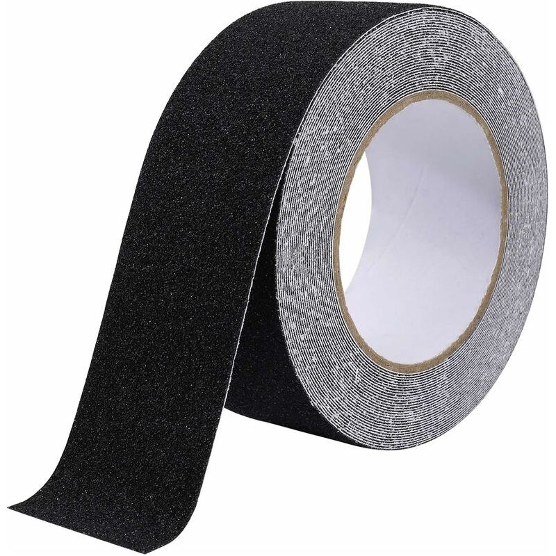 Bande antidérapante adhésive pour escaliers et échelles, PVC grain 80, 5 cm x 10 m, noir, lot de 1
