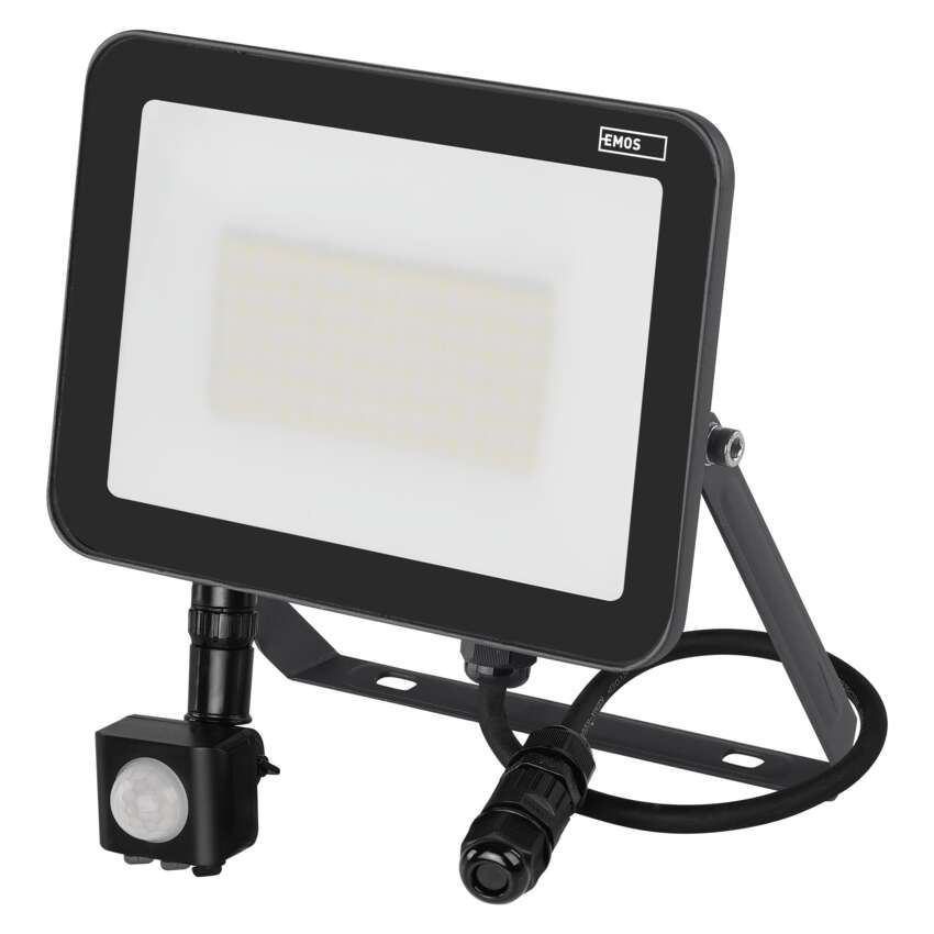 Emos Schwarz Led Strahler Mit Bewegungssensor Ip65 Neutralweiß 50 W