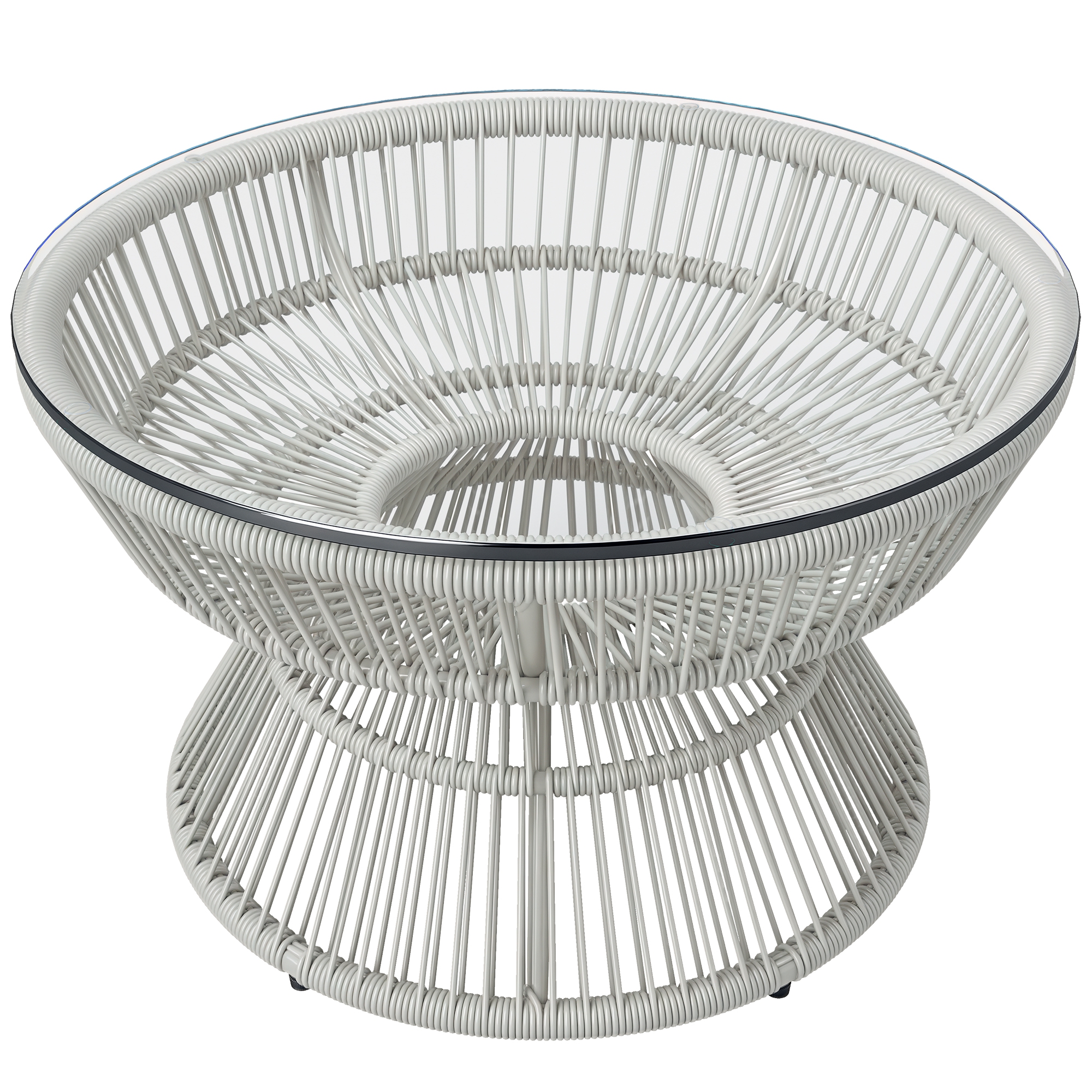 Outsunny - Table Basse De Jardin Ronde Résine Aspect Rotin Plateau
