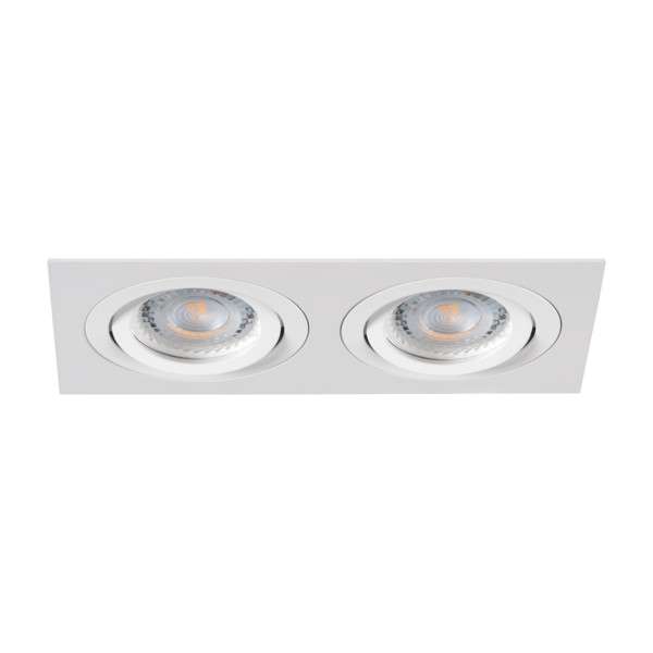 Kanlux – Plafonnier Encastré Aluminium 2 Spots Mr16 Orientables 30° – Blanc Mat – Pour Espaces Résidentiels Et Professionnels – Ip20