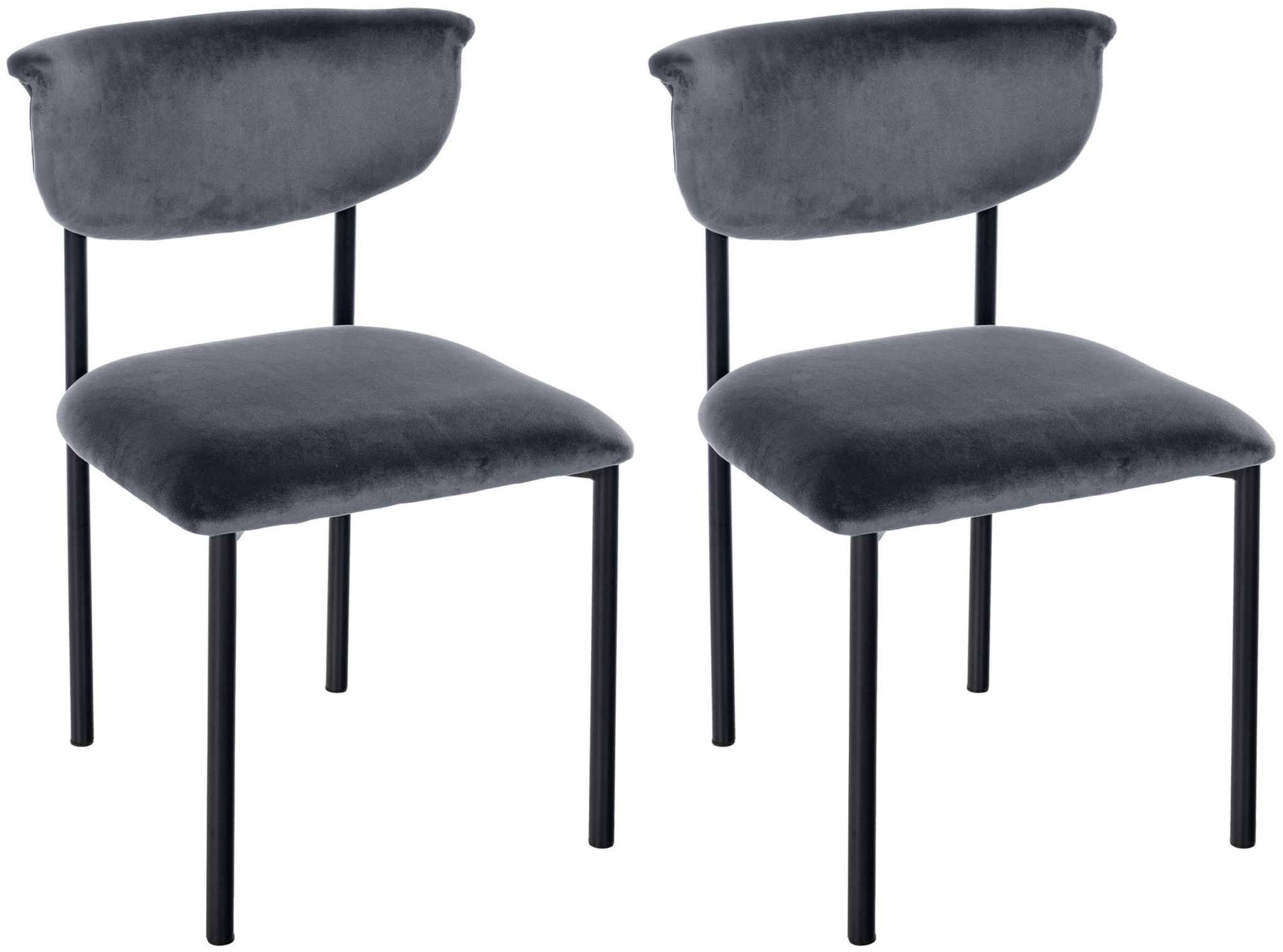 CLP - Lot de 2 chaises de salle à manger Gambell en velours Gris foncé