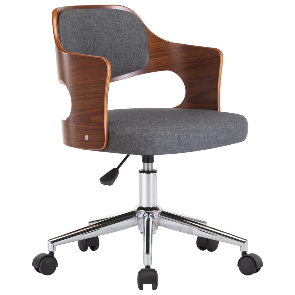 Vidaxl Chaise Pivotante De Bureau Gris Bois Courbé Et Tissu