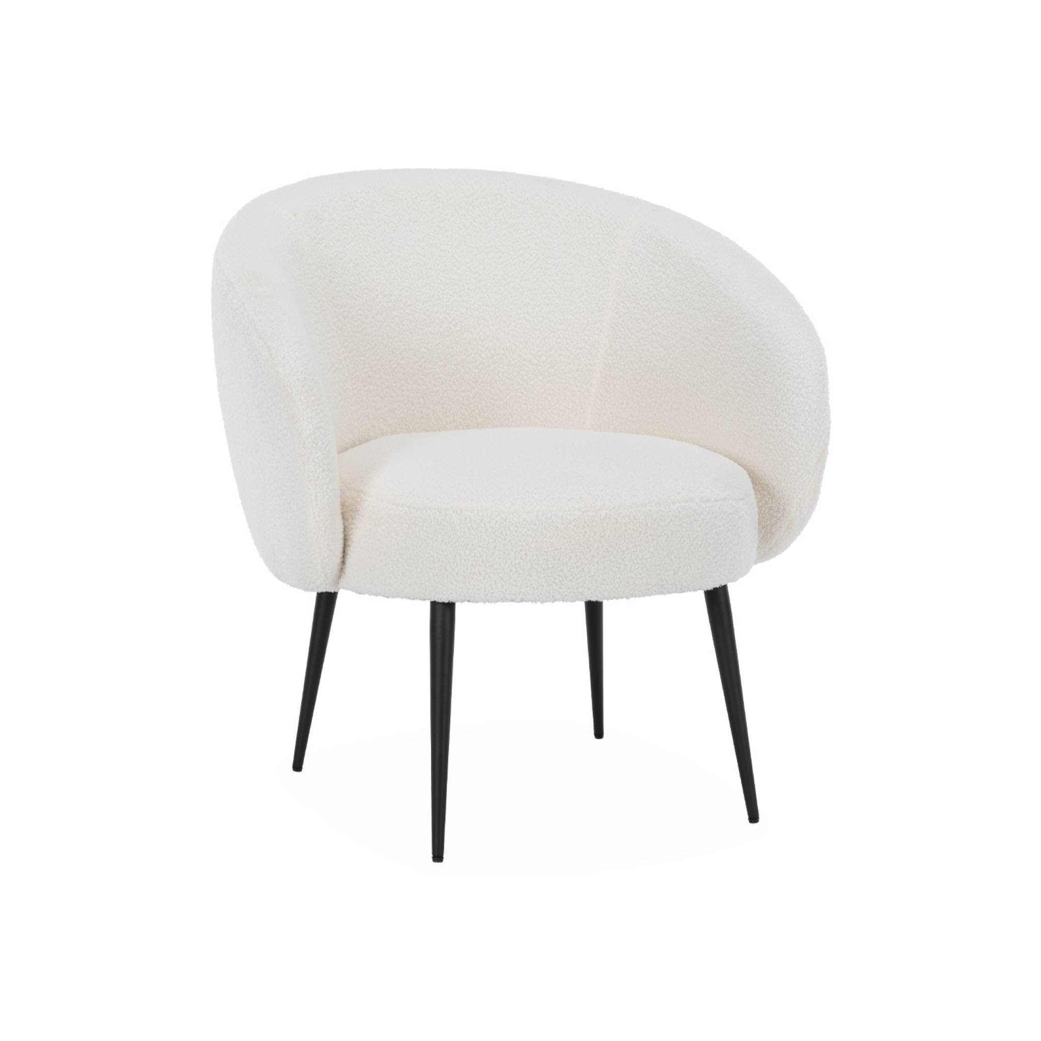 Sweeek - Fauteuil Cosy Rond En Bouclette Crème. Hima. L 74 X P 72 X H