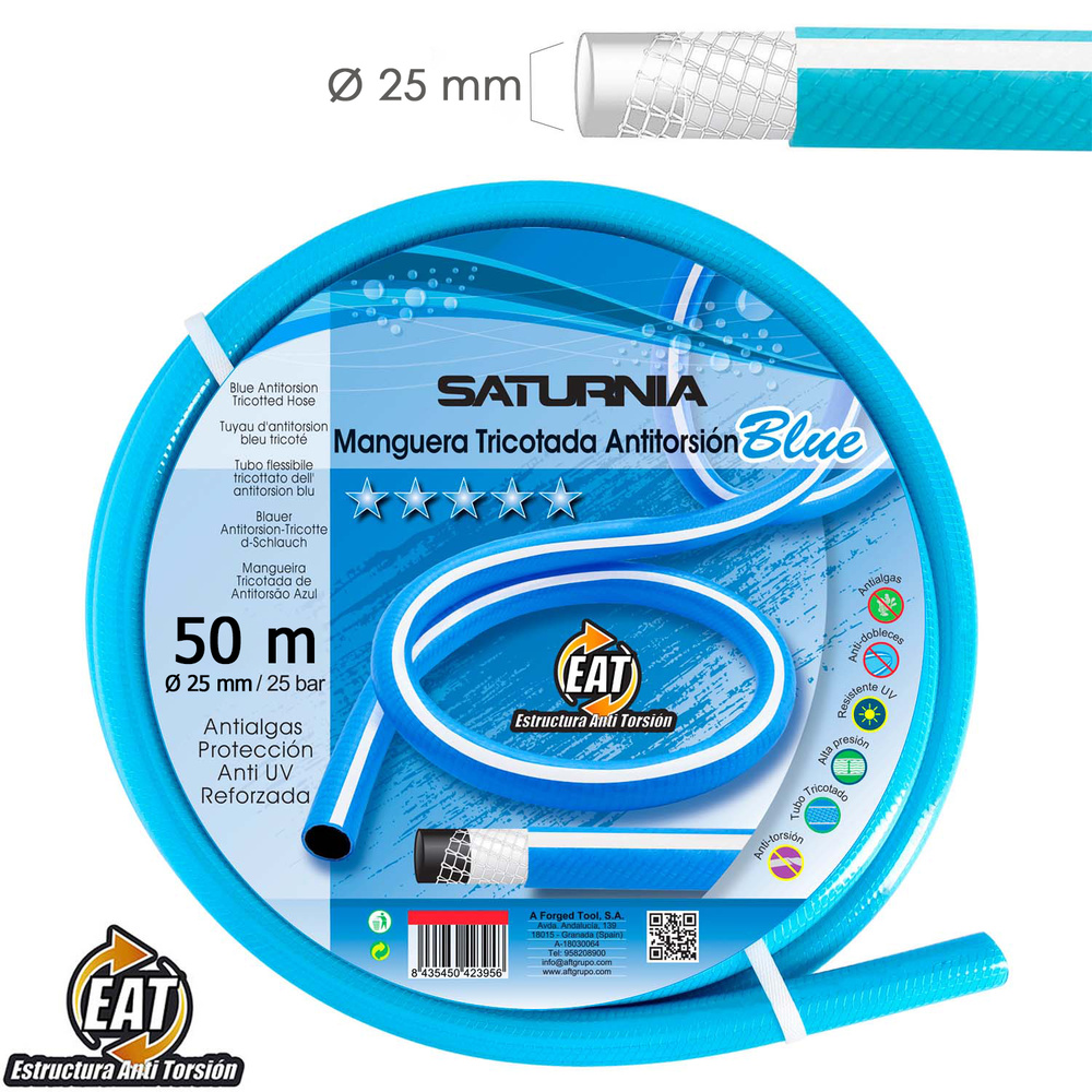 Manguera Tricotada No Torsion Blue Ø 25 Mm. Rollo 50 Metros