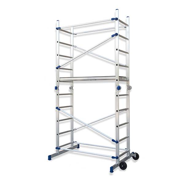 Facal Grau Alu Gelenkgerüst, Hxbxt 310X155x112cm Klappbar, Auch Als Arbeitsplattform, Leiter, Stehleitern Verwendbar, 2 Rollen, Max. Arbeitshöhe 3,78M, Tüv Gs - Facpn