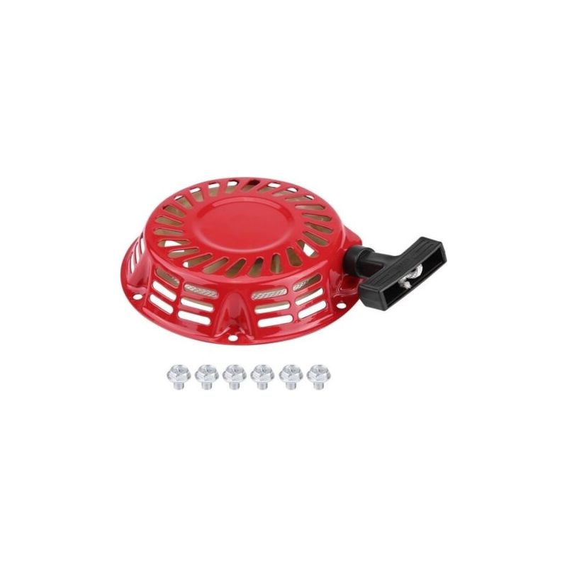 Démarreur à lanceur par traction pour groupe électrogène essence 2 kW 168F, métal, rouge, 175 mm, 6 vis