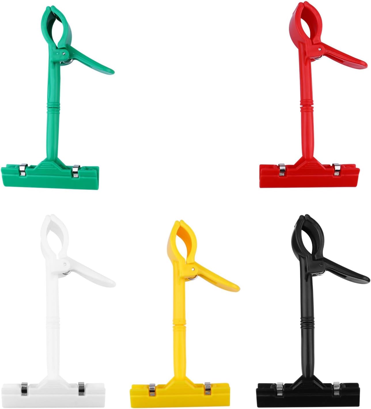 Porte-étiquettes à pince pivotante en plastique, fixation adhésive, multicolore, lot
