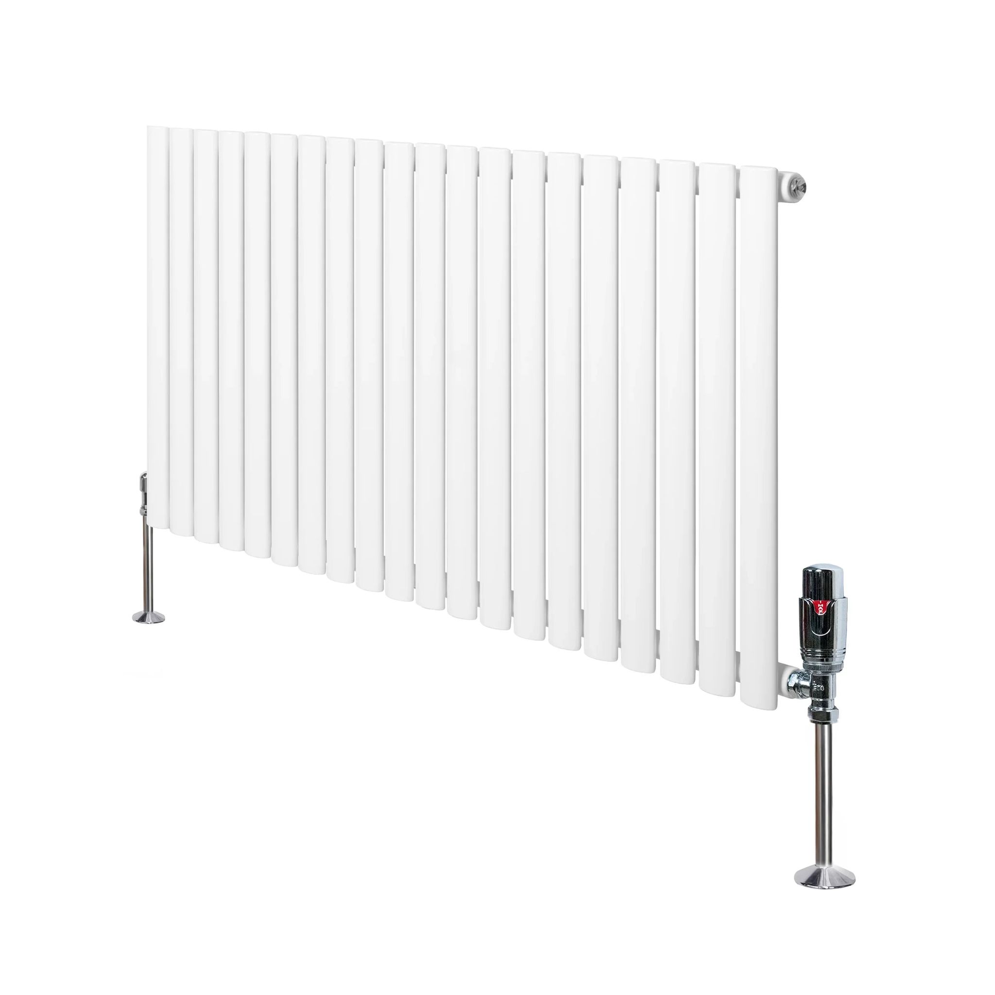 Monster Shop Oval Single Column Radiator & Valves – 600mm X 1200mm – White