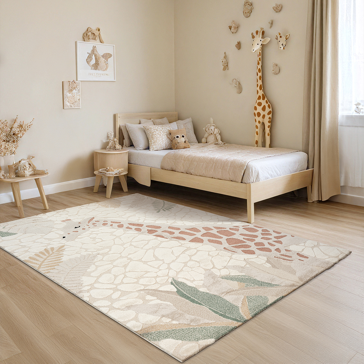 The Carpet - Jungle Kids Tapis Enfant Chambre 3d Résistant Facile Crème