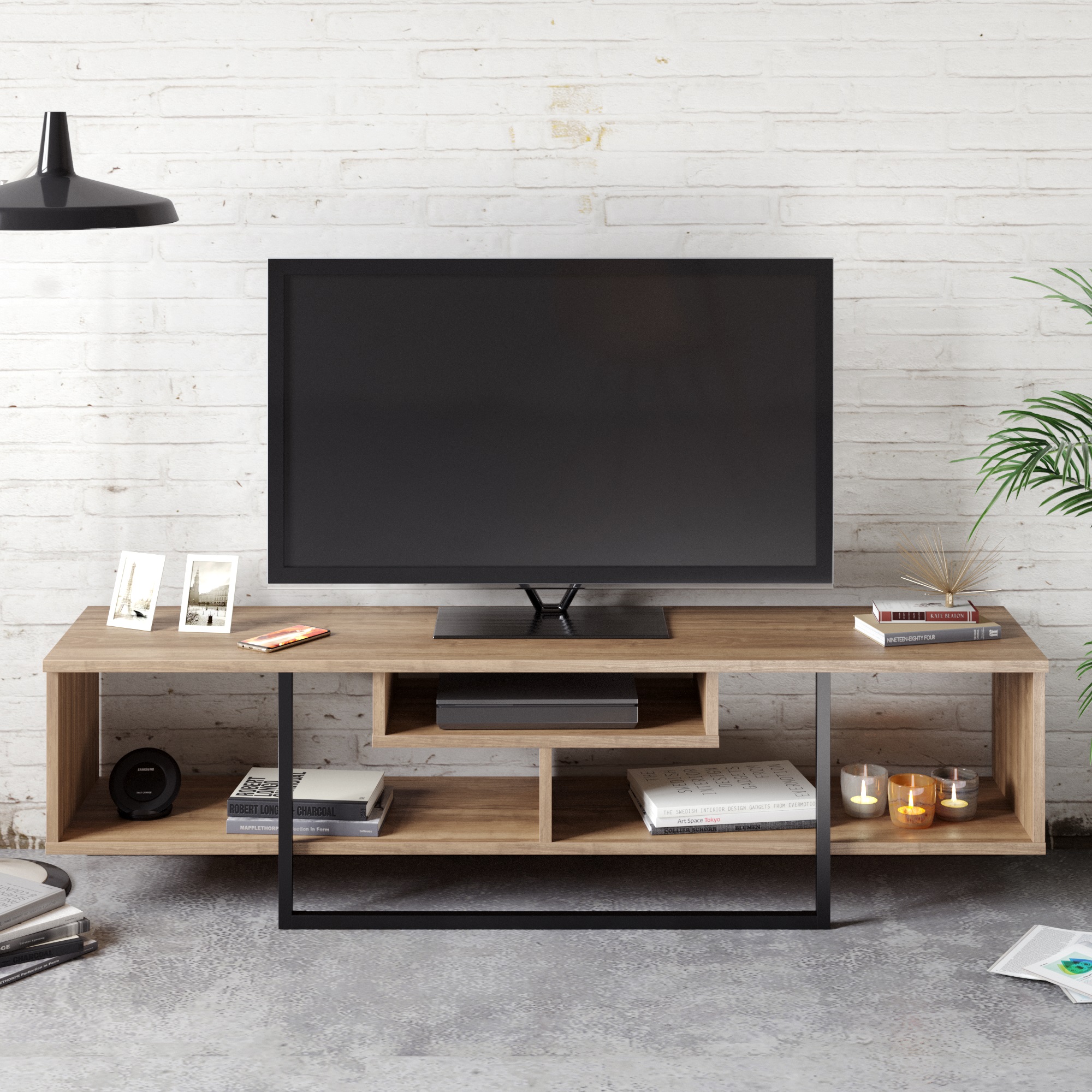 Decorotika Asal 150 Cm Wide Modern Meuble Tv Industrial Metal Meuble Tv
