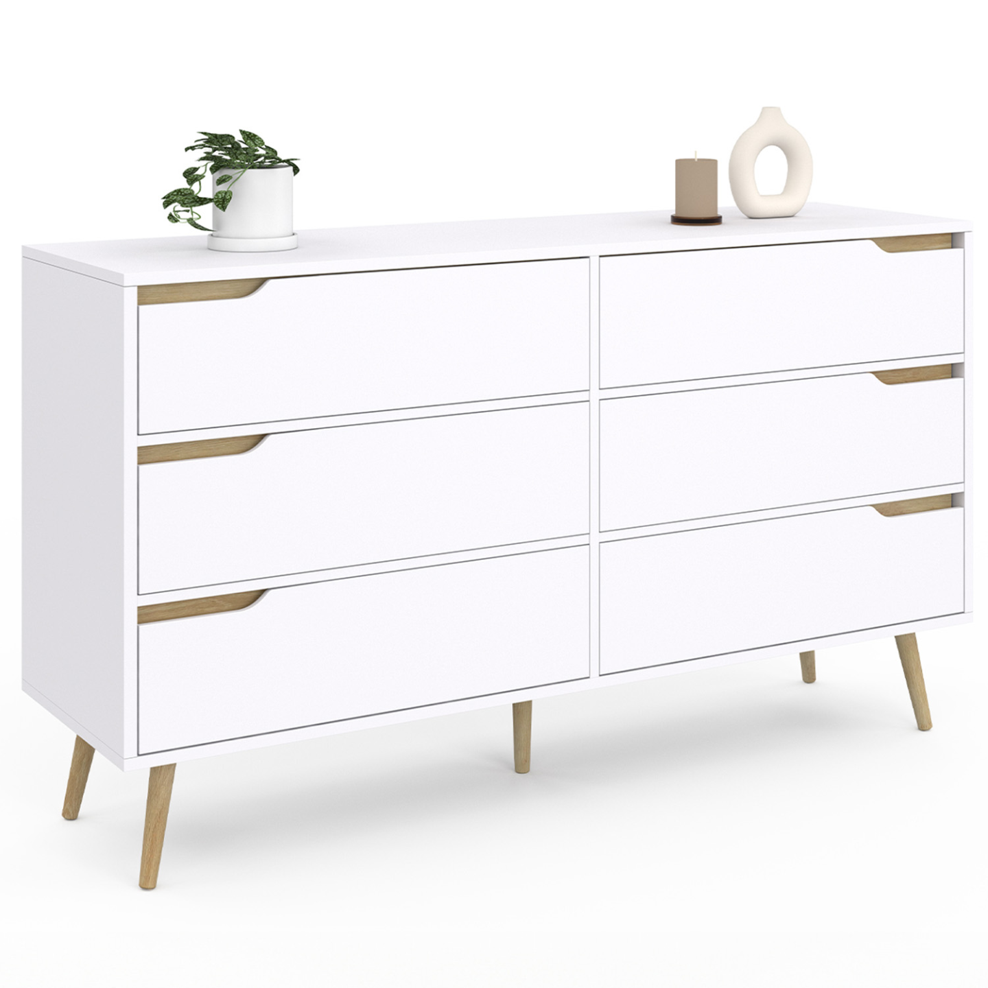 Idmarket - Commode 6 Tiroirs Helsinki Xxl 140 Cm Scandinave Blanc