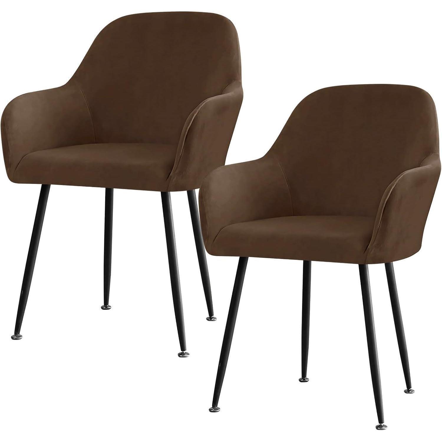 Luxuskollektion Stretch Stuhlhusse Braun 2er Set Abnehmbar Esszimmer Hochzeit