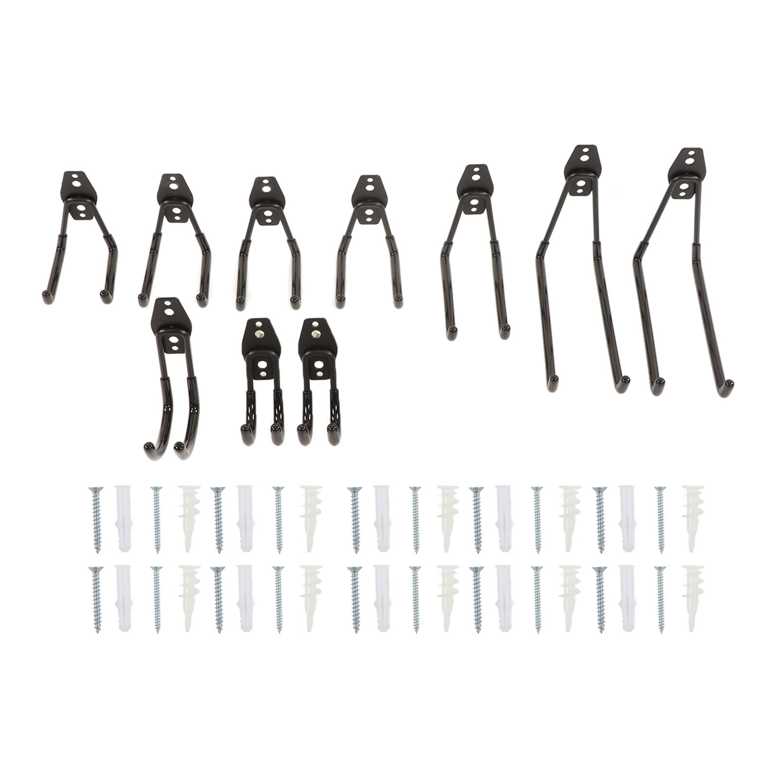 Crochets muraux doubles en métal type U et J pour outils électriques, charge 40 kg, lot de 5 tailles