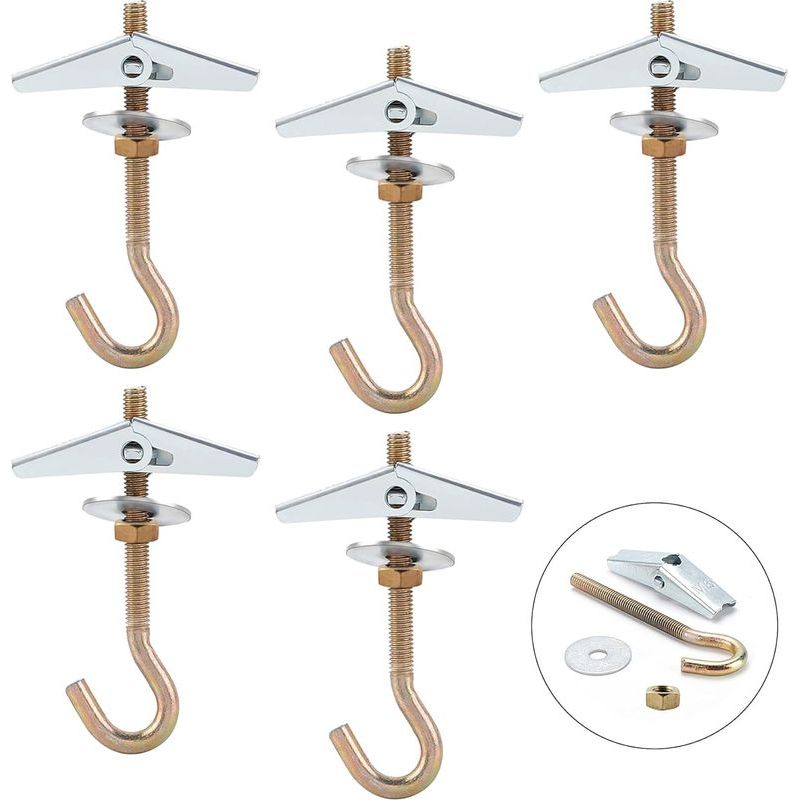 Crochet de plafond à visser M6 x 85 mm en acier galvanisé, charge 15 kg, lot de 5