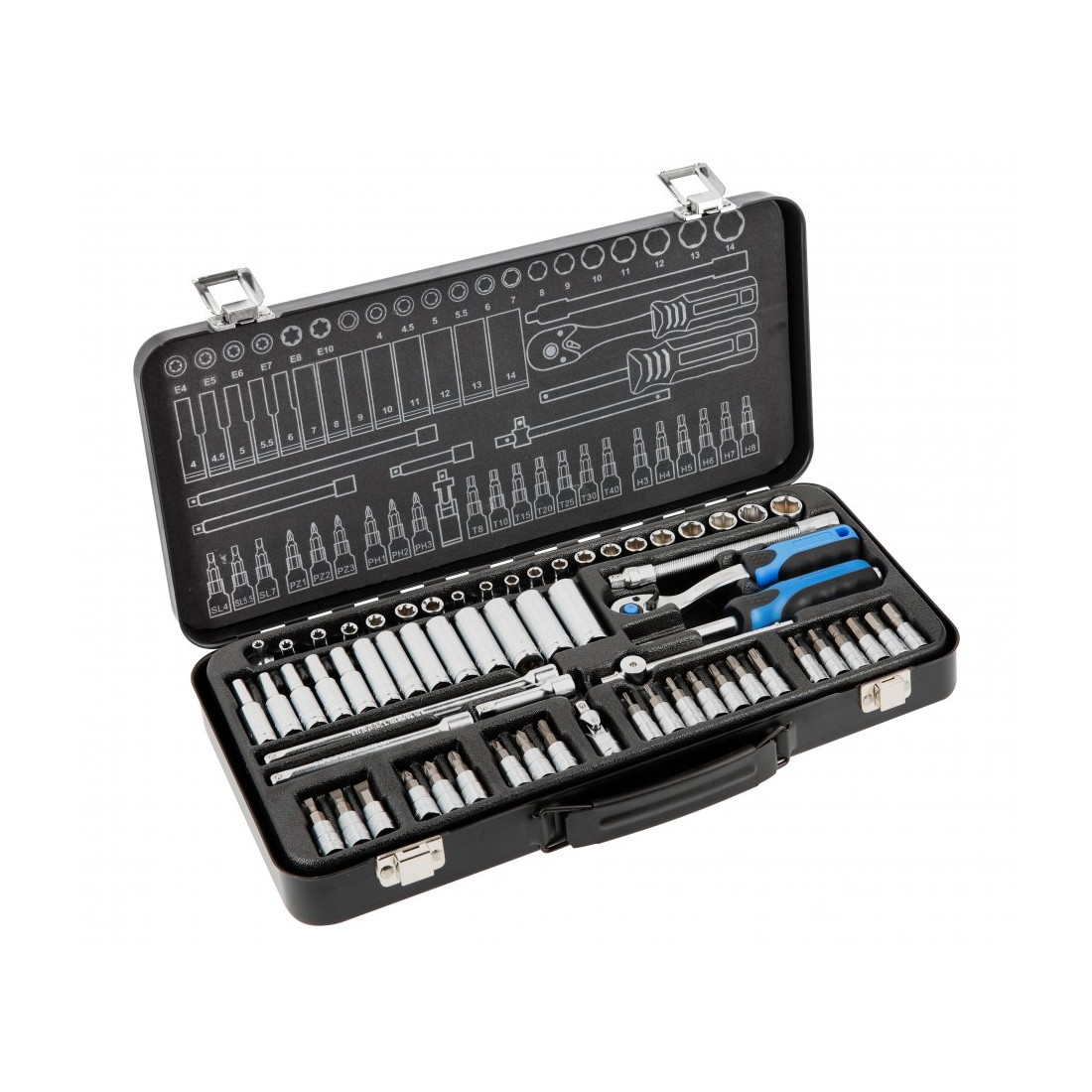 Bricoline Schwarz Högert 63-Tlg. Stecknuss- Und Bit-Set Crv-Stahl 1/4"
