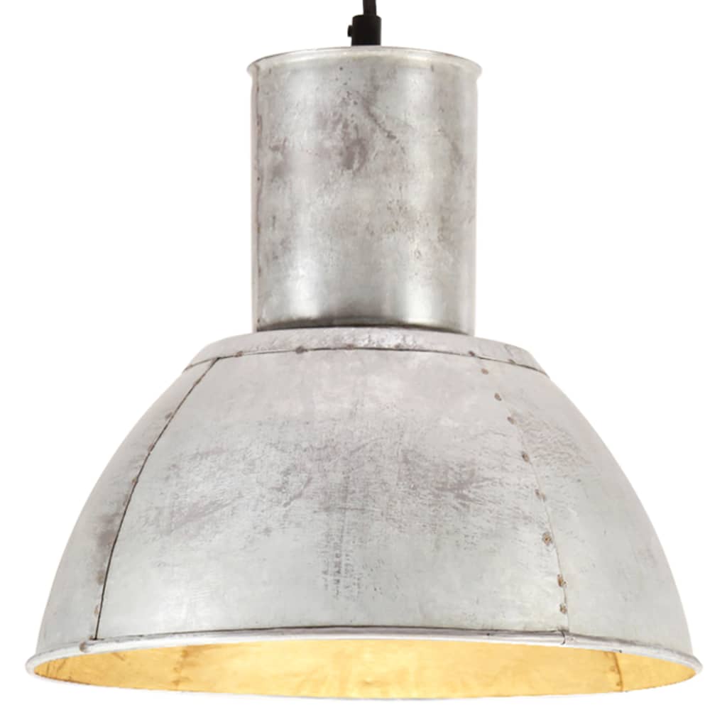 Hanging Lamp Silver Iron With Silver Coating Medium Industrial Vidaxl